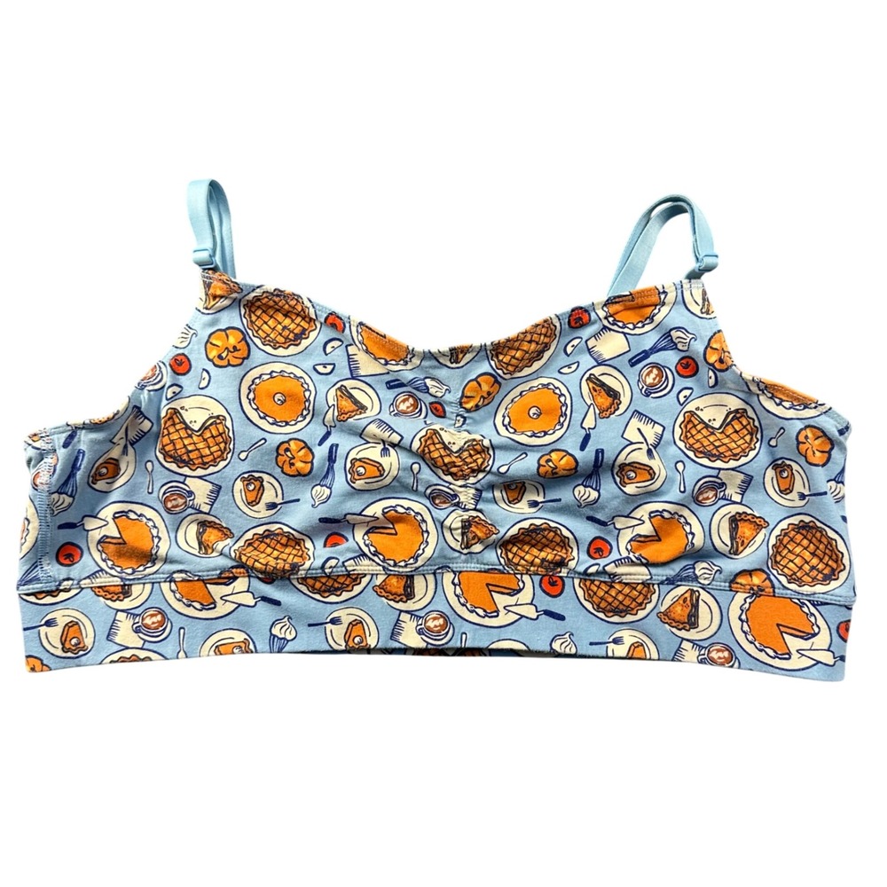 Duluth Trading Co Free Range Organic Cotton Slice of Pie Bralette Blue XL